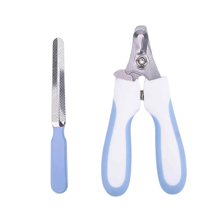 Set Cleste Profesional Taiat unghii animale si pila, Pisici, Caini, 15 cm, Albastru
