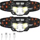 Lanterna frontala Leccik® set 2 bucati, LED reincarcabila, senzor de miscare, 8 moduri iluminare, lumina alba si rosie, impermeabila, ideala pentru camping si drumetii