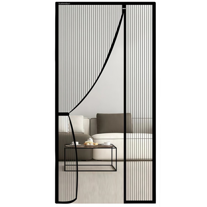 Scatteredyun mágneses szúnyogháló, 100x200 cm, erős mágnesek, 4 cm tépőzáras, fúrásmentes, rovarvédelem, erkély-/teraszajtókra