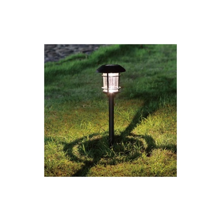 Fekete műanyag napelemes lámpa fehér LED-del 33 cm