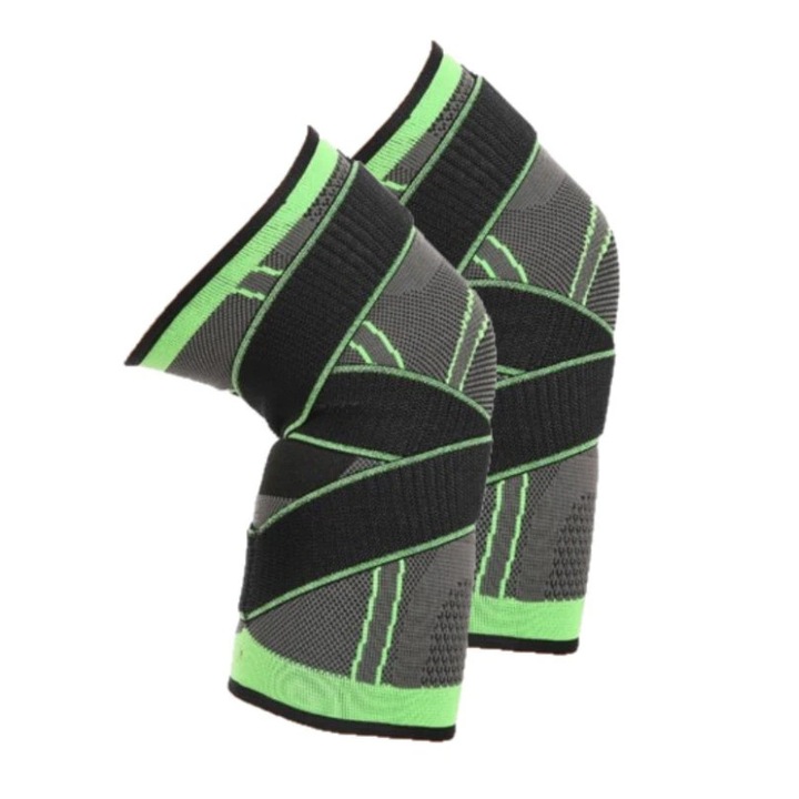 Комплект от 2 наколенки - дизайн GermaNova™, текстил и найлон, черно/зелено - XL