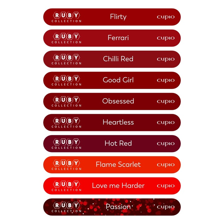 Комплект самозалепващи се палитри Cupio за полуперманентни лакове за нокти Ruby Collection, многоцветни, 80x10 мм