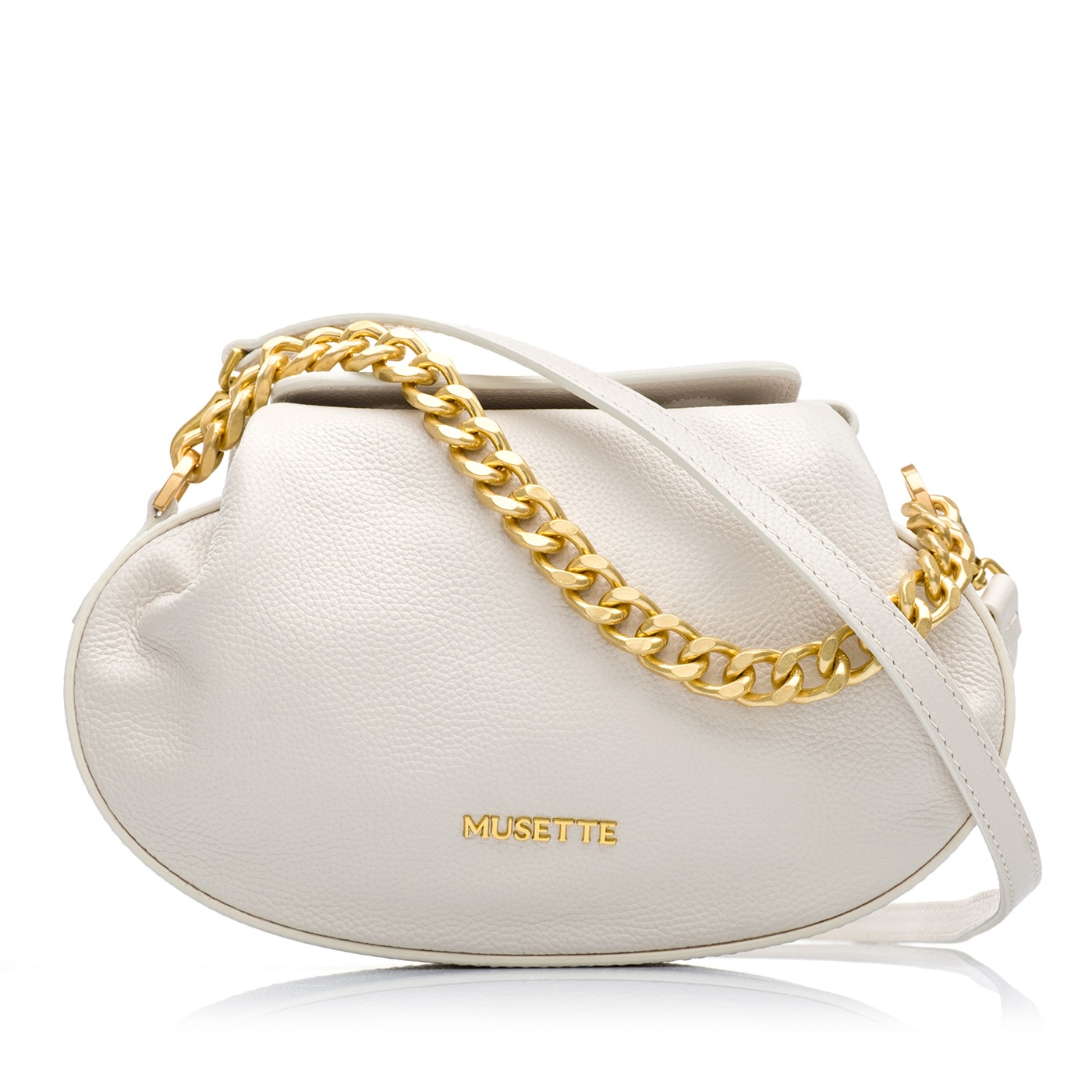 Geanta de umar, Musette, ZAIRA, Piele naturala, Ivoire, 24 x 7 x