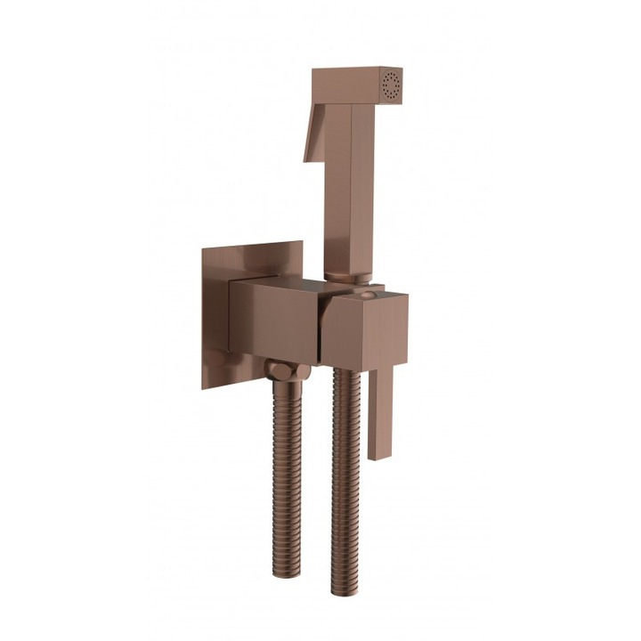 Baterie Inter Ceramic ICF 3313BRG, Pentru bideu, Pentru incorporare, Cu furtun, Auriu roz satinat