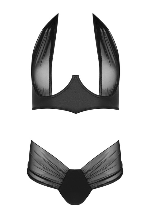 Set Lenjerie Sexy Pentru Femei, Passion, Kesmina Set, Negru, Poliester, 1 Sutien, 1 Cadou Intim Pentru Doamne, Negru