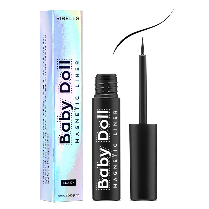 Eyeliner adeziv pentru gene magnetice Ribells, Baby Doll, negru, 6ml