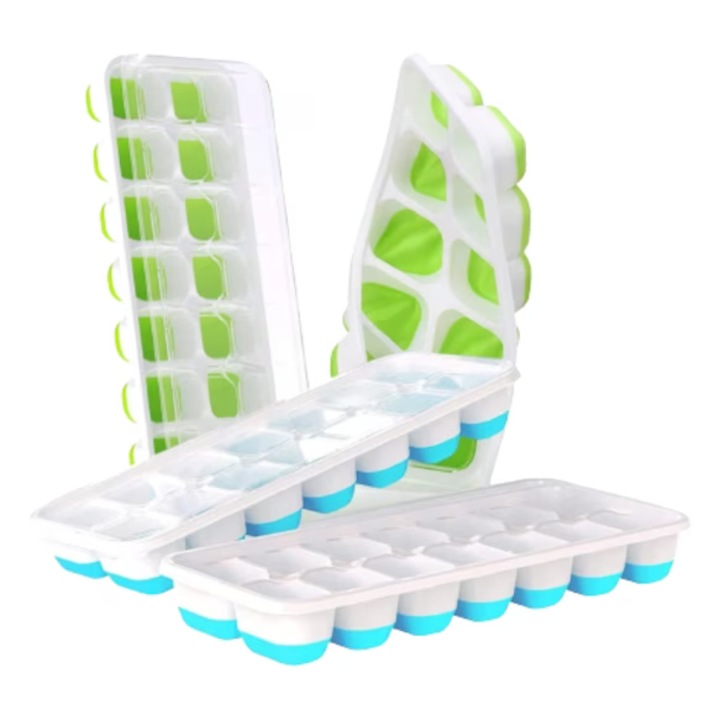 Set 4 forme cu capac pentru cuburi de gheata, 25.1 x 9.9 x 3 cm