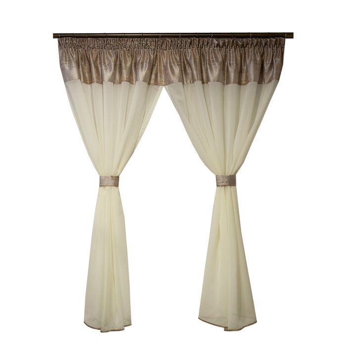 Perdea Velaria in ivoire cu tafta satinata roz pal, 180x178 cm
