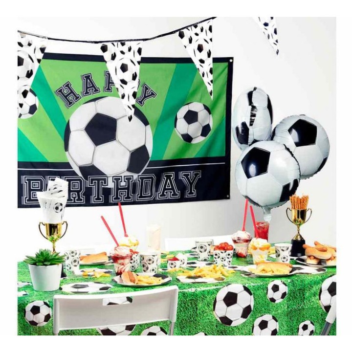 Steag 'Happy Birthday', model fotbal, poliester, 90 x 150 cm, multicolor