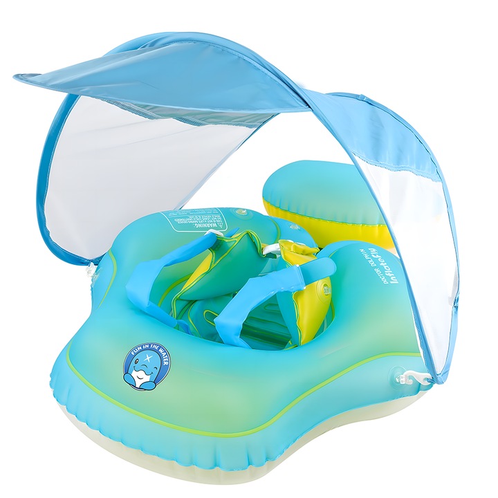 Плувен пояс Pawlisor, със сваляем сенник и предпазни каишки, многоцветен, размер S