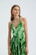 Rochie mini, HiCCUP, floral, decolteu in V, verde, textil