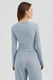 Bluza dama, HiCCUP, cu maneca lunga, nervuri, albastru, jerseu
