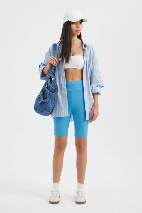 Kerékpáros harisnya, HiCCUP, magas derekú, bordázott, kék, textil