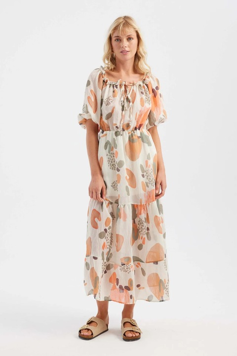 Rochie maxi, HiCCUP, umeri goi, multicolor, textil