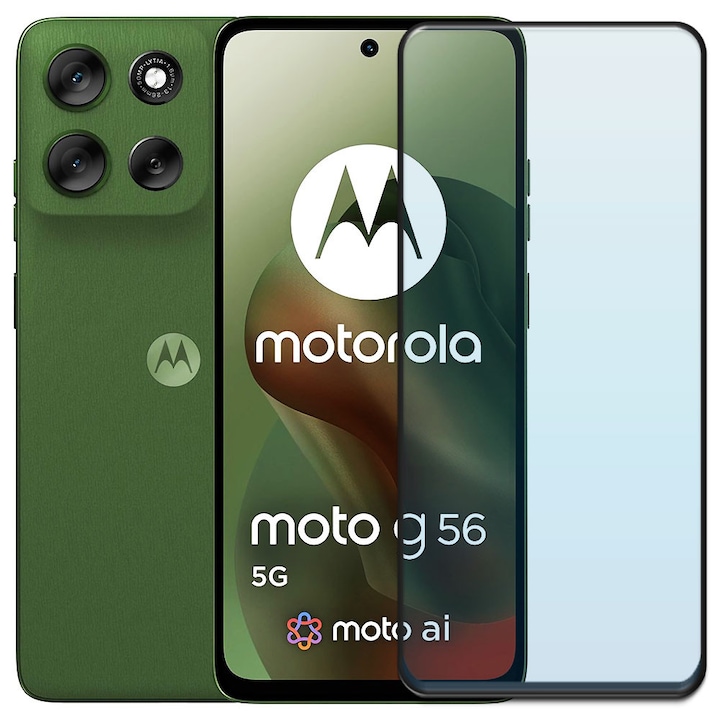 Folie din sticla securizata pentru Motorola Moto G56, HAMSTERBOX Glass Shield, Protectie completa ecran, Full face, Aplicare rapida, Case Friendly, Transparenta