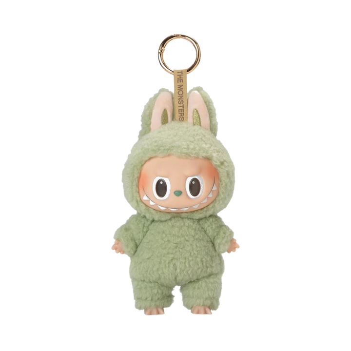 Плюшена играчка ключодържател Labubu Macaron Monsters, 15 см, зелена