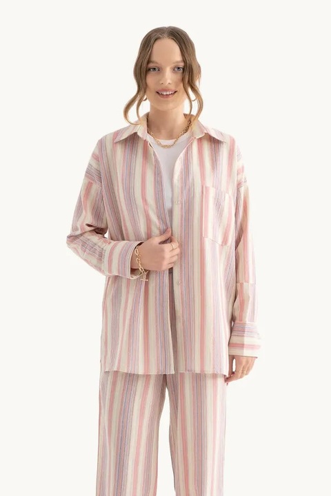 Női oversized ing, HiCCUP, textil, csíkos, többszínű