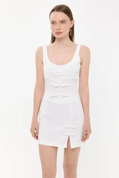 Fusta mini dama, HiCCUP, poliester, talie inalta, alb