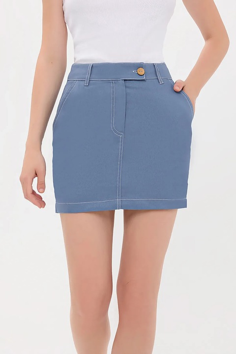 Дамска мини пола HiCCUP, памучна, синя