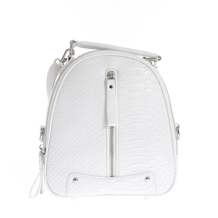 Rucsac alb cu fermoar decorativ, Meli Melo Paris