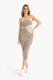 Rochie midi, HiCCUP, un umar, decupaj lateral, tricot, natural, M