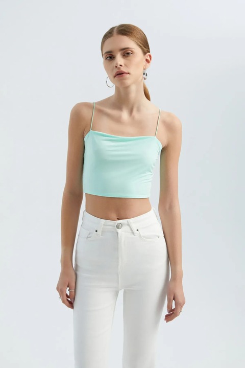 Къс потник, HiCCUP, зелен, трико, с джоб