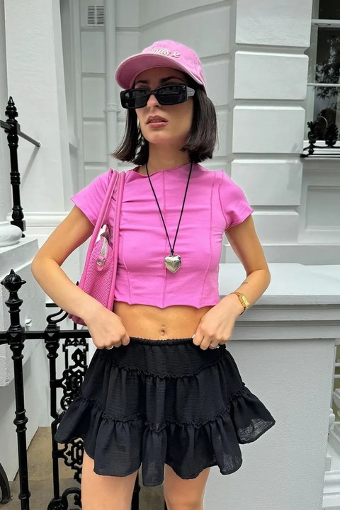 Fusta mini dama, HiCCUP, poliester, Negru, L