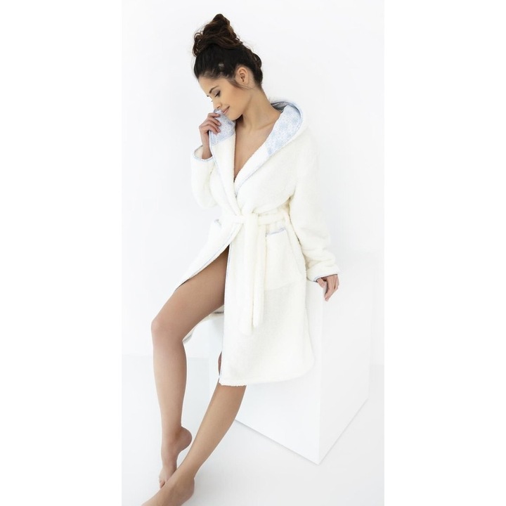 Halat de baie Sensis, Josefina, bumbac, confortabil, alb, S-XL