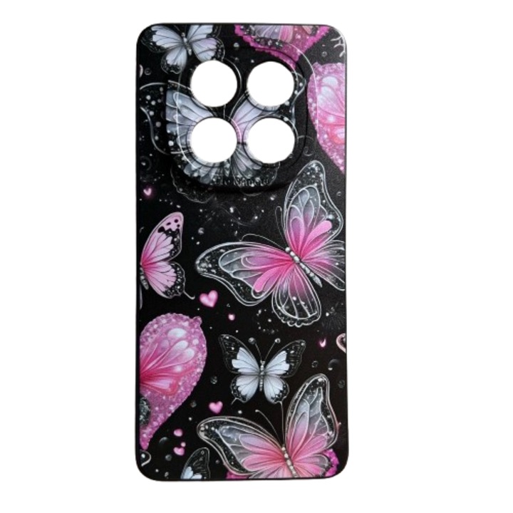 Xiaomi Redmi Note 14 Pro Plus 5G készülékkel kompatibilis TPU tok, pillangórózsaszín