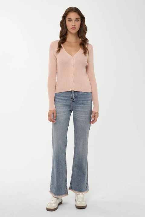 Cardigan cu striatii si decolteu in V