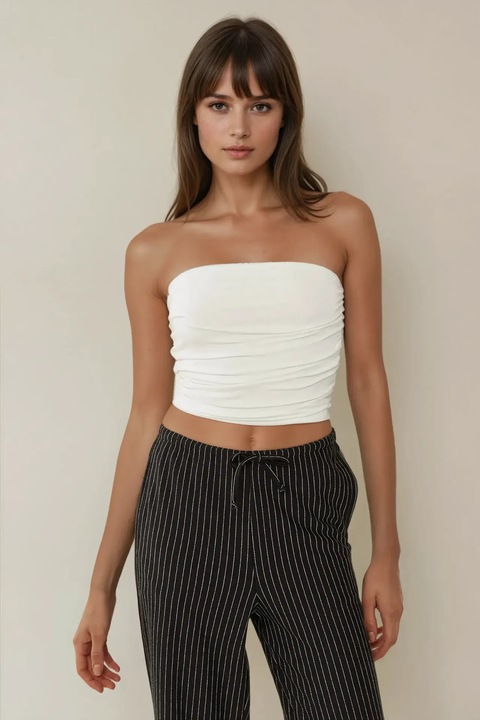 Top scurt, HiCCUP, volane, alb, Alb