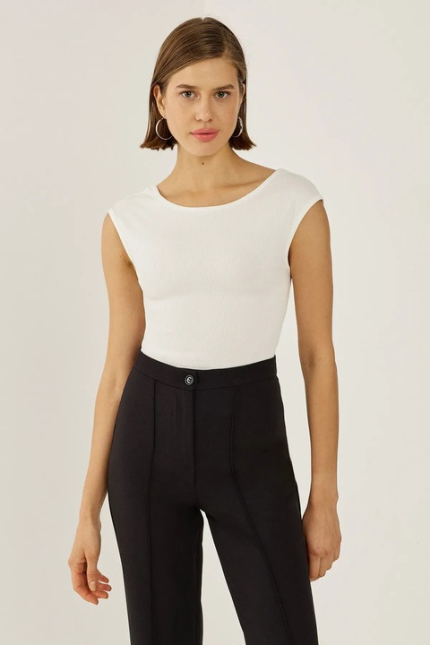 Дамски къс топ, HiCCUP, бял, памук, универсален дизайн