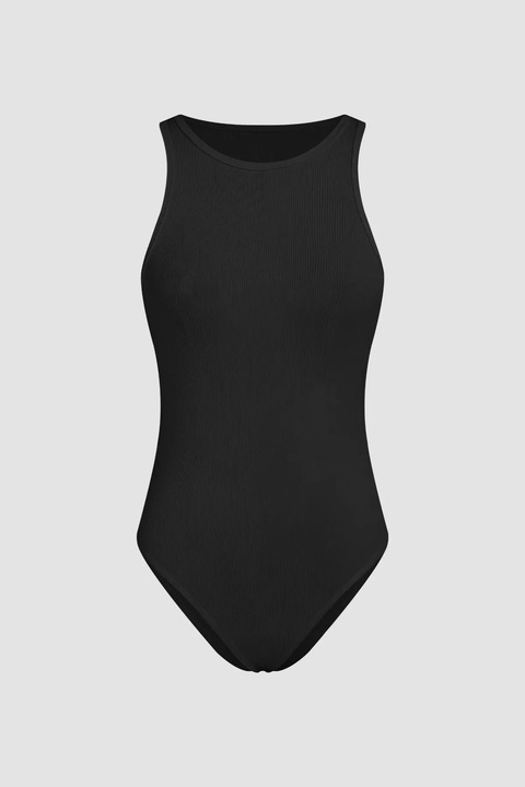 Боди HiCCUP, семпло, кръгла яка, черно, полиестер