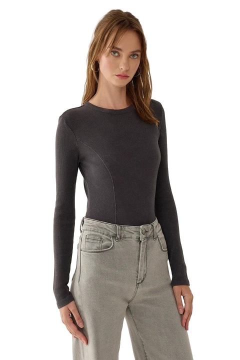 Дамско боди, HiCCUP, Slim, Полиестер/Еластан, Сив