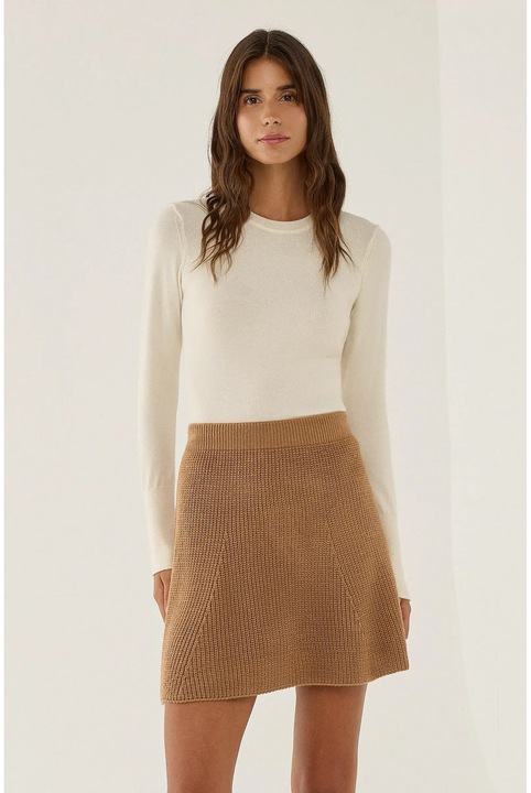 Дамска мини пола, HiCCUP, плетена, кафява