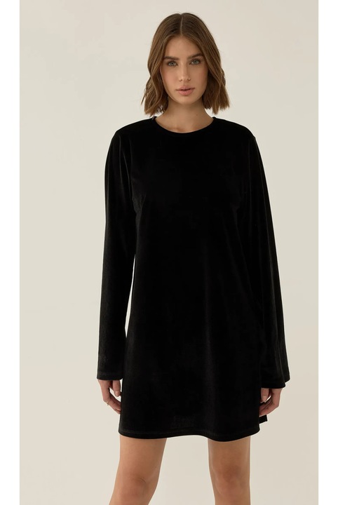 Мини рокля, HiCCUP, кадифе с отворен гръб и панделка, черна