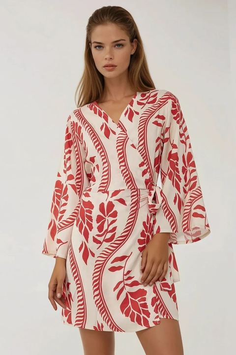 Мини рокля HiCCUP, V-образно деколте, текстилен материал