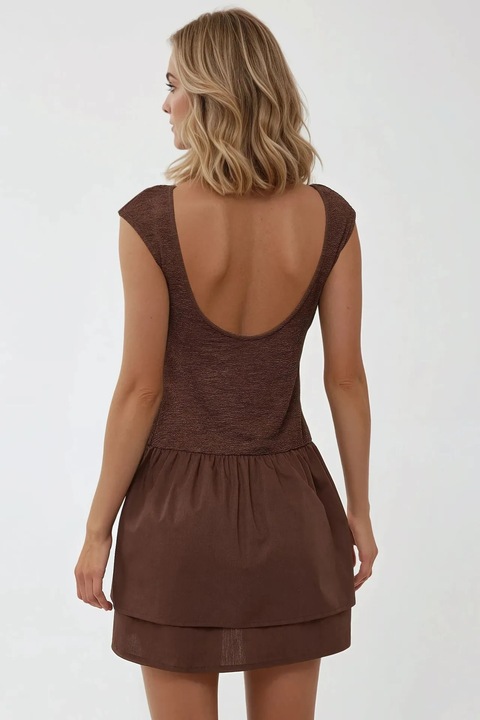 Рокля HiCCUP, мини, текстурирана, кафява, jersey