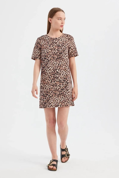 Мини рокля, HiCCUP, животински принт, кръгло деколте, многоцветна, полиестер, S INTL