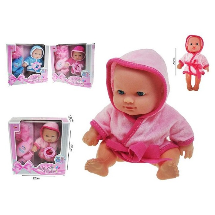20 cm-es baba hanggal, kiegészítőkkel, rózsaszín