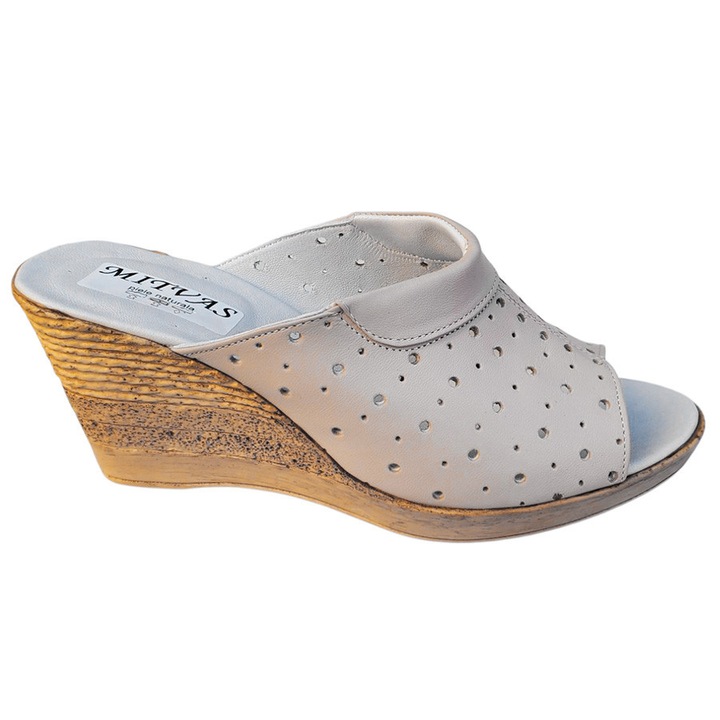 Saboti Dama Cu Platforma Nude Din Piele Naturala, Crem