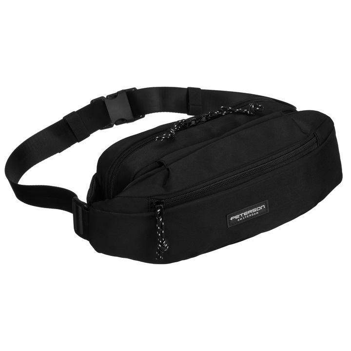 Geanta Dama Tip Borseta, Peterson, Material Poliester, 16x37x10 cm, Inaltime 10 cm, Latime 37 cm, Adancime 16 cm, Negru