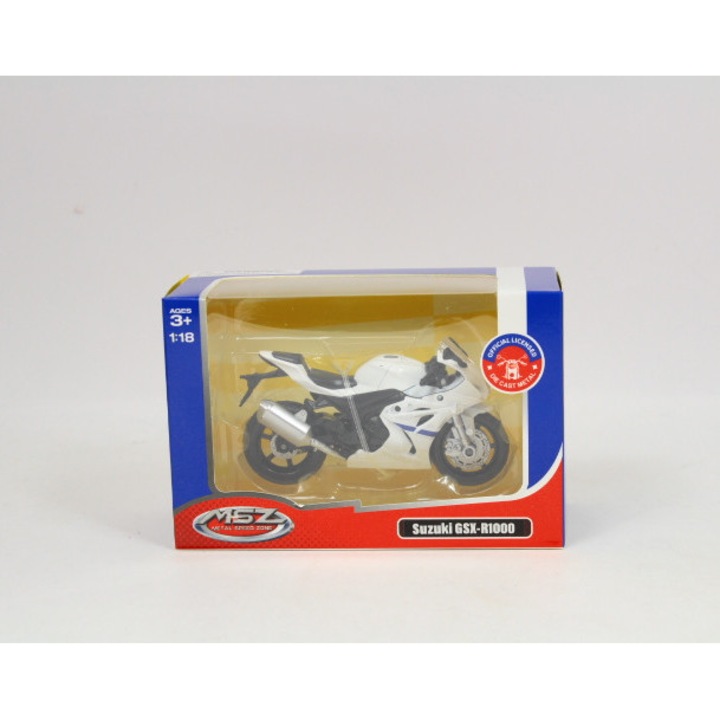 Модел на автомобил MSZ, 1:18 Suzuki GSX-R1000 бял