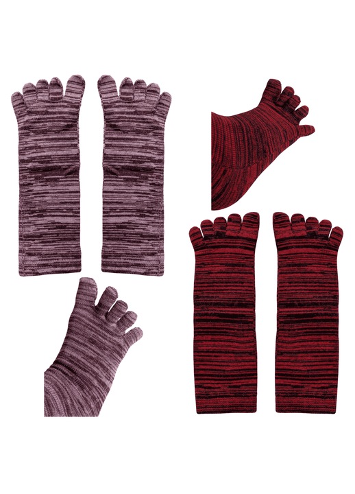 Sosete femei cu degete, set 2 perechi, marimea 36-41, violet si burgundiu