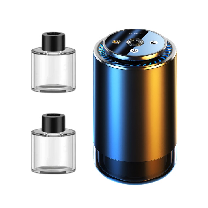 PRIMEDEO® Професионален освежител за въздух за кола, 2 пълнителя, интелигентен дифузер за ароматерапия за кола, звездна проекция, амбиентно осветление, съвместим с етерични масла, компактен и елегантен освежител за въздух за кола