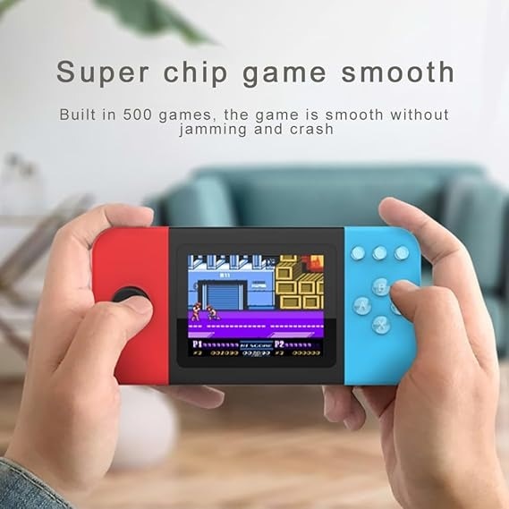 Consola Portabila Jocuri Retro – Conectare AV la TV, Controler pentru 2 Jucatori, Ecran 2.8” HD Color, 500 Jocuri Incluse, Baterie Reincarcabila 800mAh