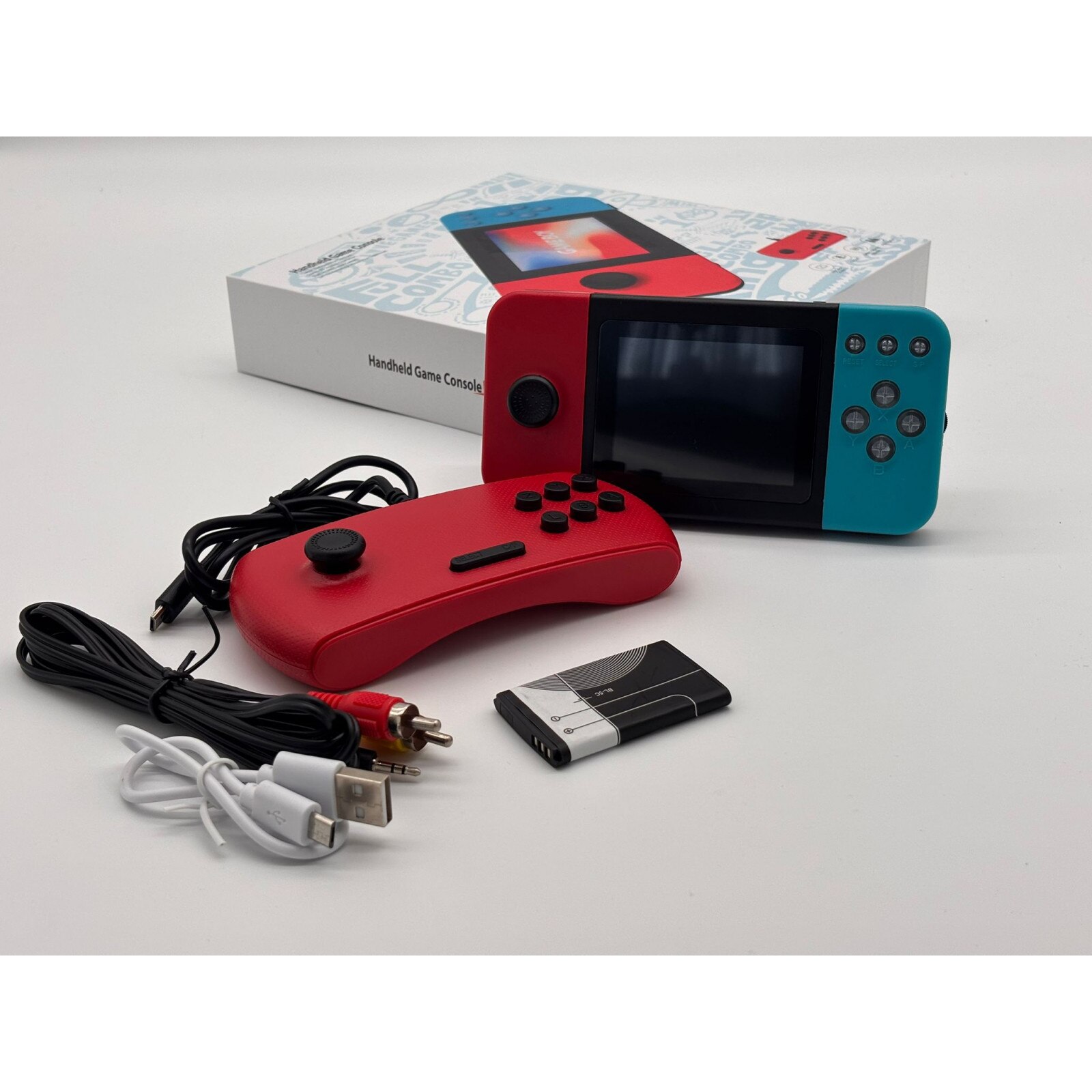Consola Portabila Jocuri Retro – Conectare AV la TV, Controler pentru 2 Jucatori, Ecran 2.8” HD Color, 500 Jocuri Incluse, Baterie Reincarcabila 800mAh