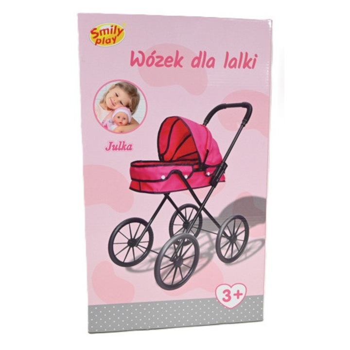 Carucior pentru papusi SmilyPlay, usor, colorat, 3+ ani