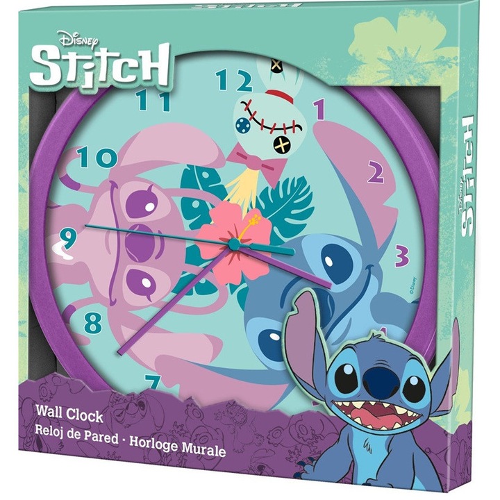 Díszóra Stitch, LAS3098 modell, többszínű, 30x30cm