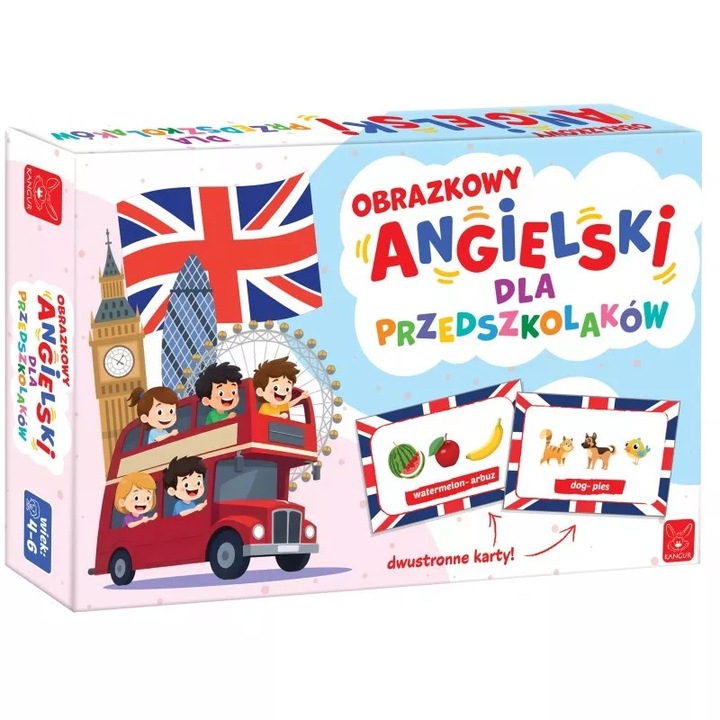 Образователна игра, изучаване на английски език, 54 книжки с картинки, 11x17x3 см